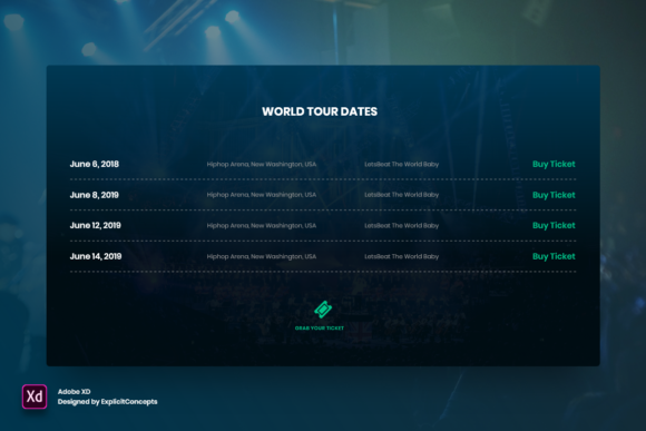 Band World Tour Adobe XD Template