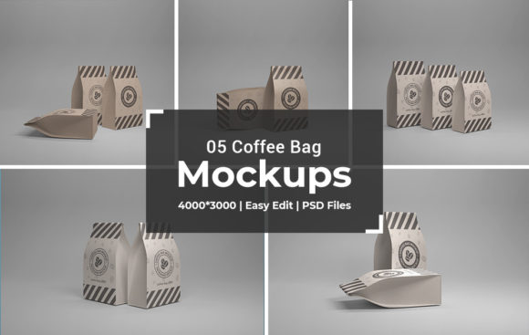 Enhancing Brand Presentation with 05 Coffee Bag Packaging Mockups