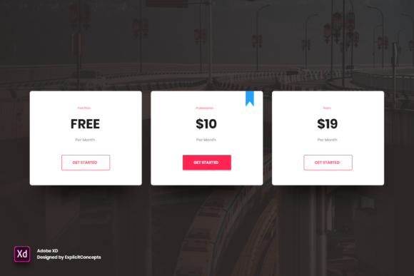 Evaluating Pricing Table Vol 01 for Adobe XD
