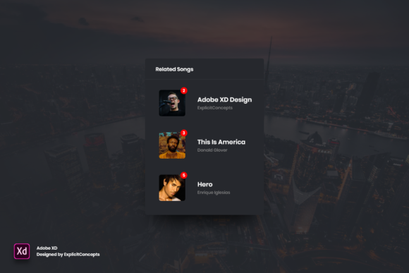 Related Songs Widget for Adobe XD